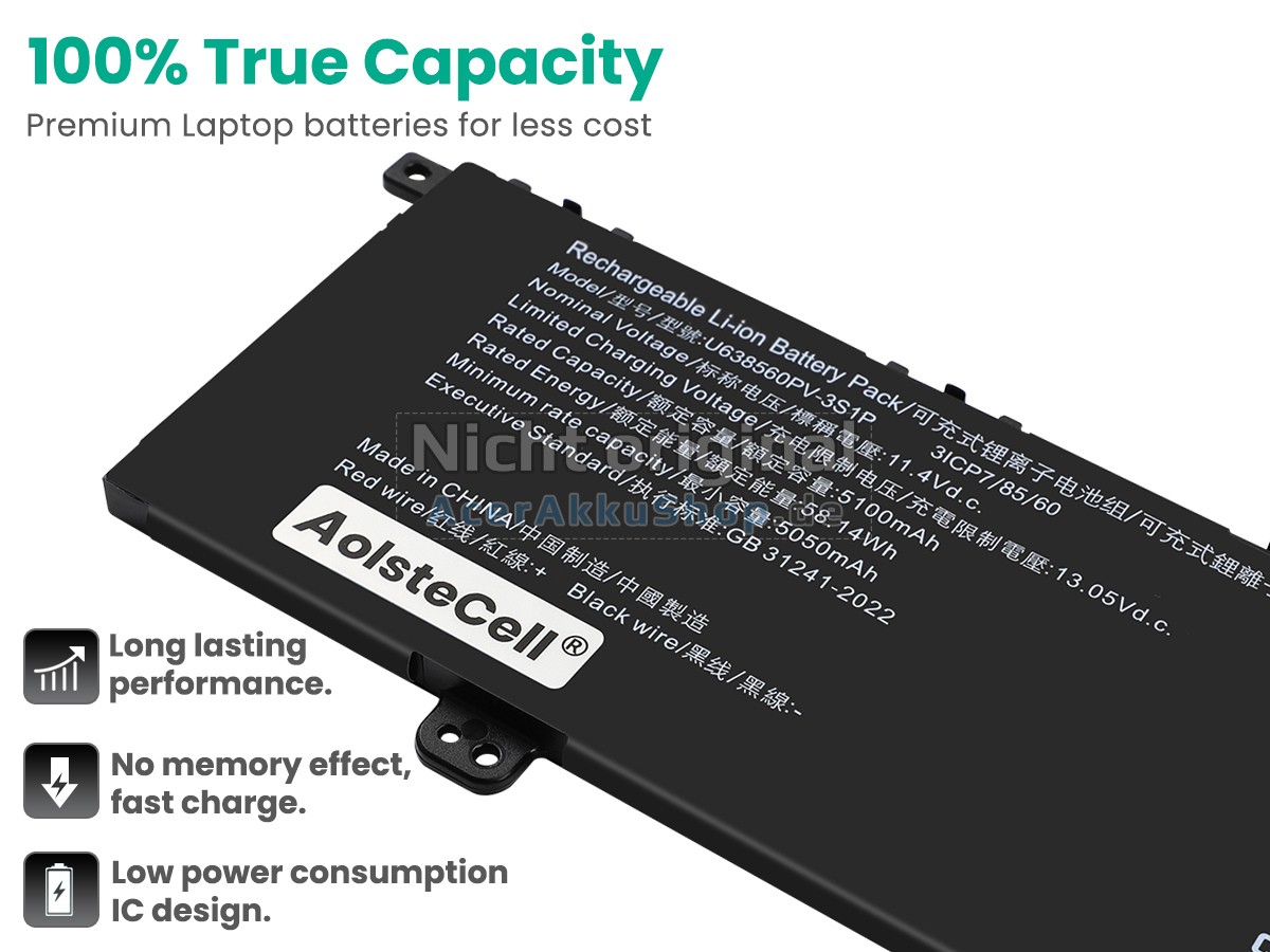 Langlebig Akku für Acer U638560PV-3S1P