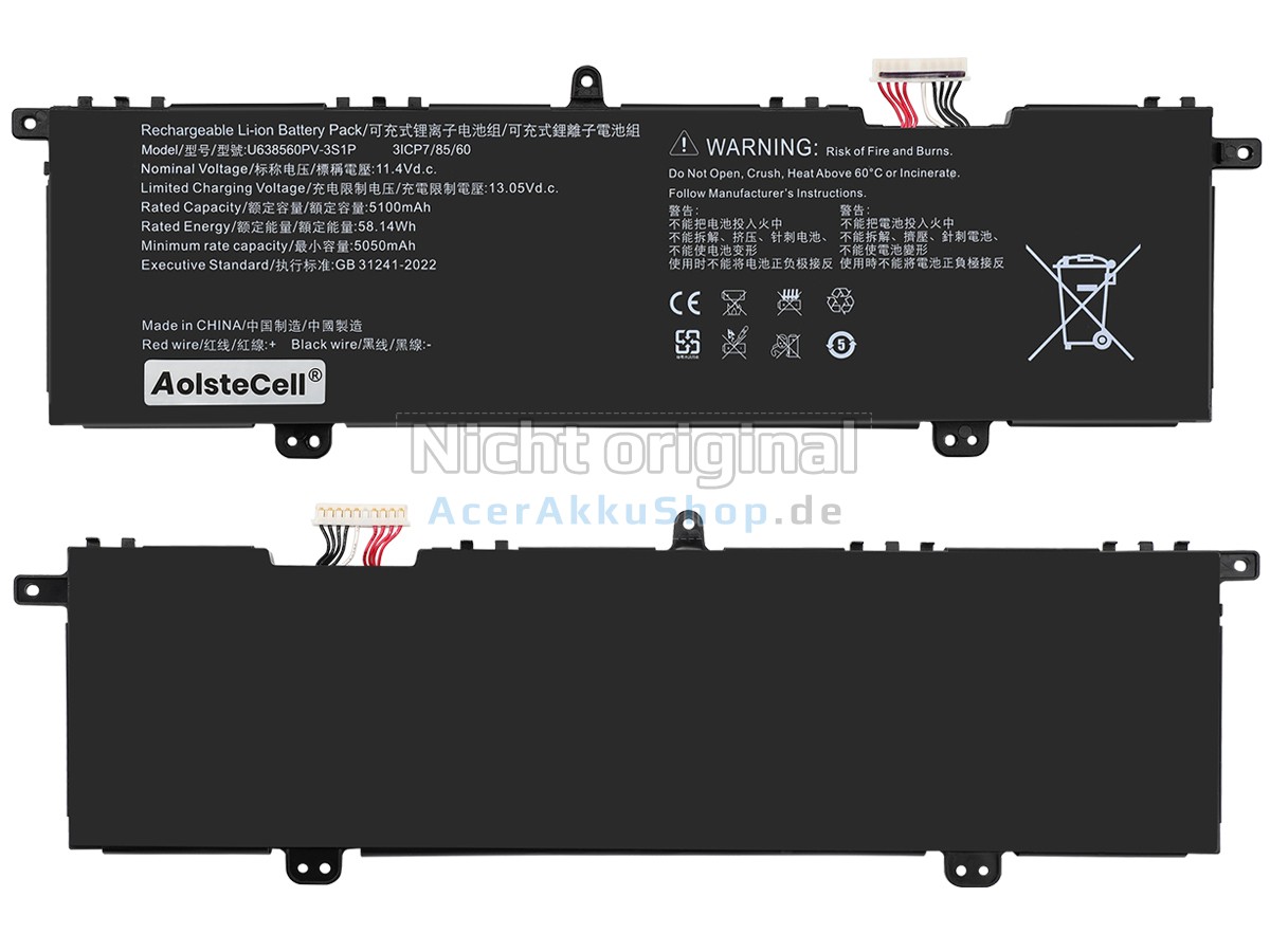 Langlebig Akku für Acer U638560PV-3S1P